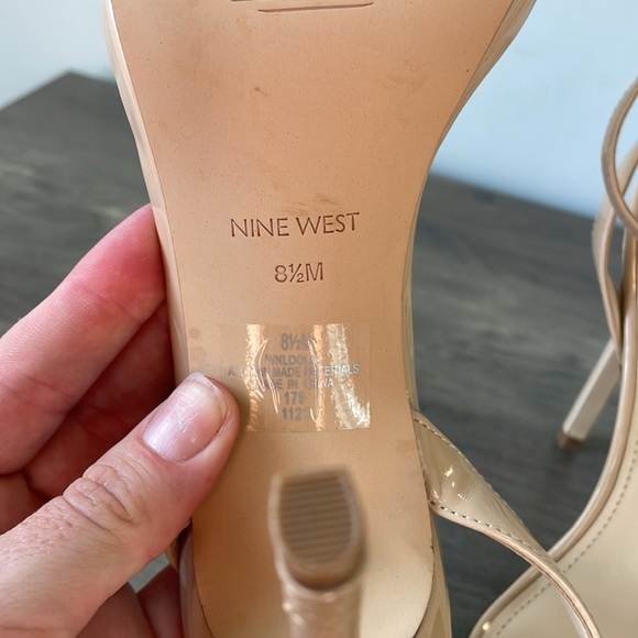 Nine West, beige strappy ankle wrap stiletto heels, women’s 8.5 - Picture 6 of 6